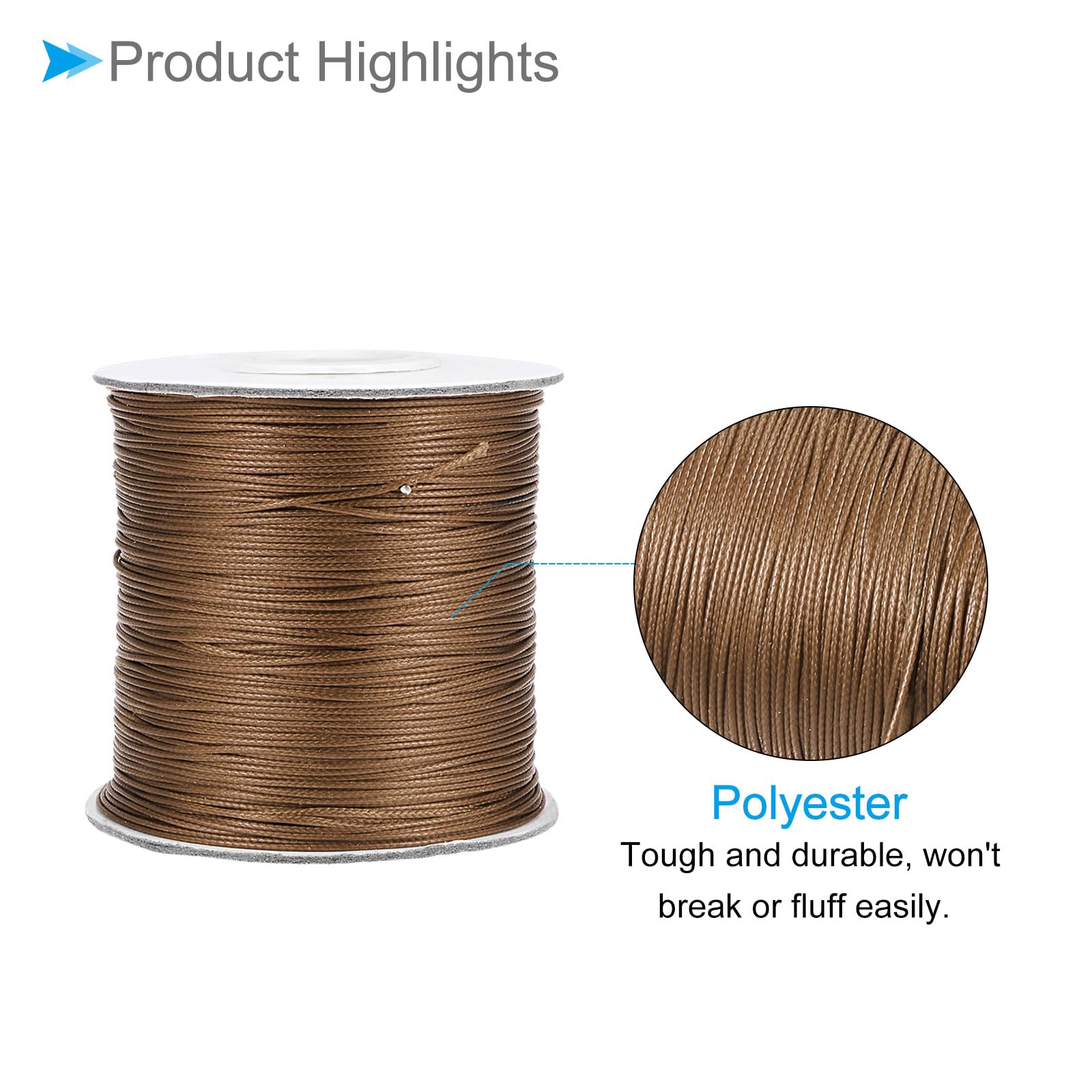 CoCud Waxed Polyester String Cord, 173 Yards 159m Length 0.5mm Dia, Soft Smooth Beading Thread Brown - (Applications: for DIY Craft) - Image 4