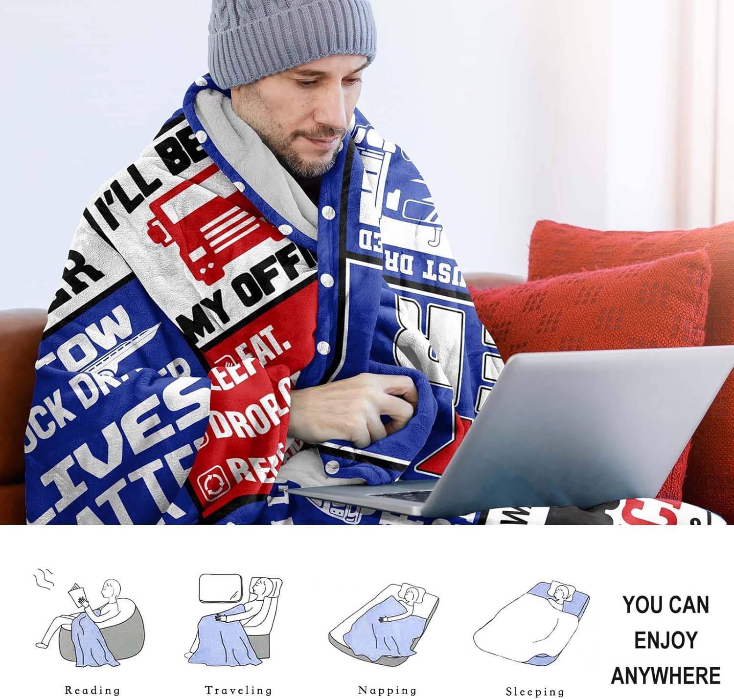 Truck Driver Gifts for Men, Truck Driver Appreciation Gifts, Cool Truckers Gifts for Men, Birthday Christmas Thanksgiving Gifts for Truck Driver, Truck Driver Blanket 50X60 - Image 3