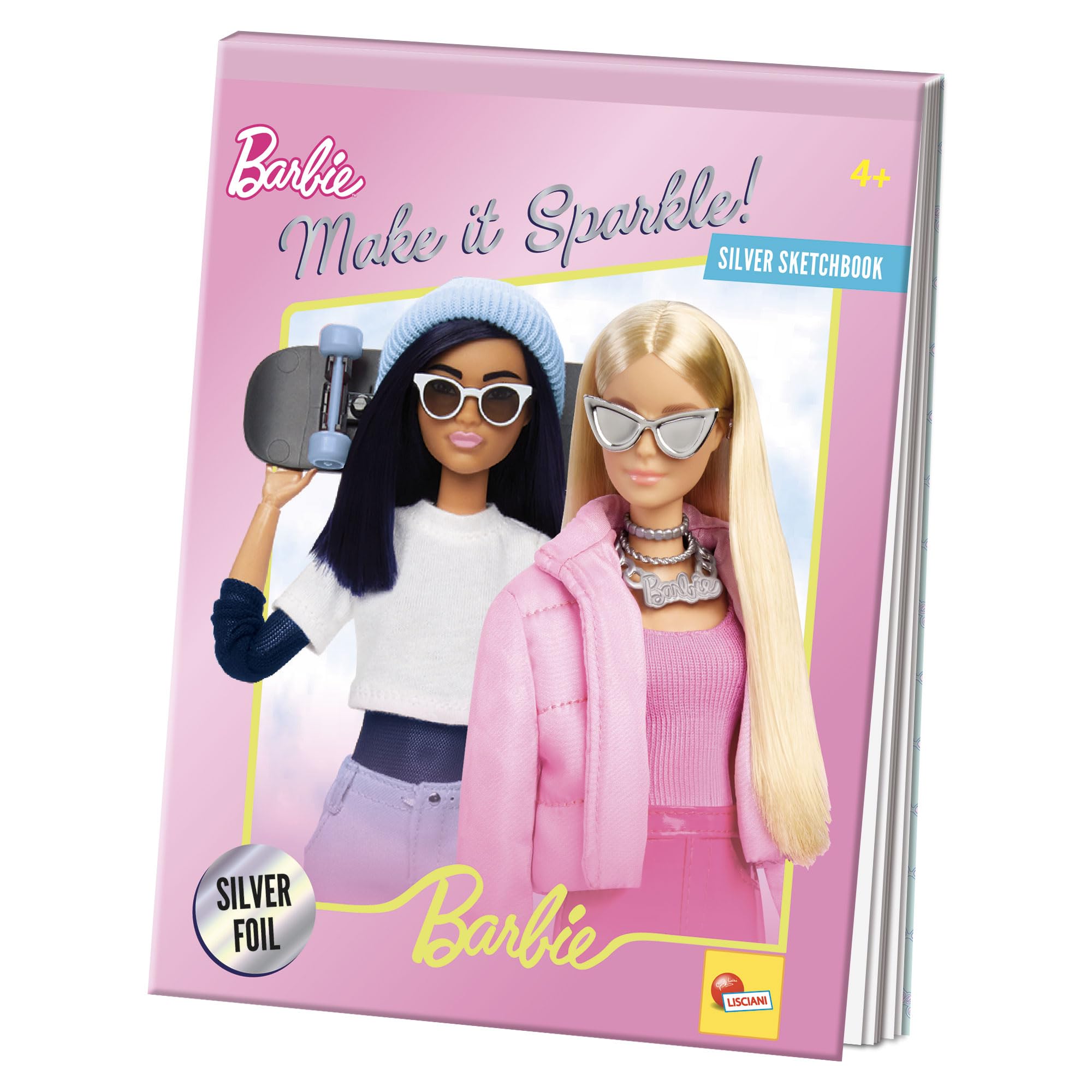 Lisciani - BARBIE - Make It Sparkle! Sketchbook - Holographic Colouring Book for Children aged 4 - Manual Activity without Screen - Fine Motor Skills, Imagination and Concentration