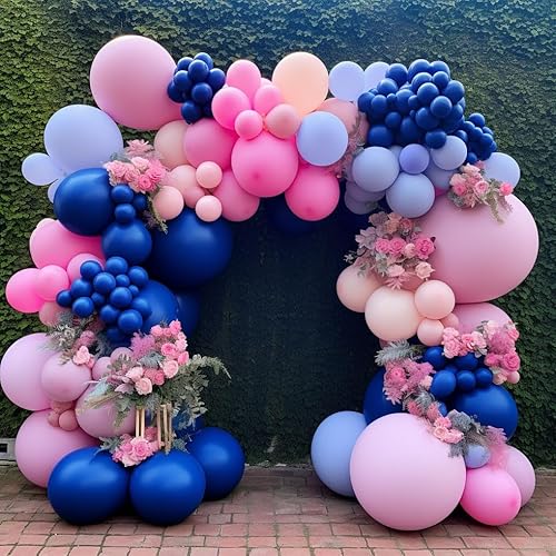 Miniatura 8 de Globos de color azul real, guirnalda de globos azul oscuro de doble relleno, globos de látex azul real, paquete de diferentes tamaños, kit de arco