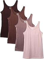 Vista 13 de Kalon Paquete de 4 camisetas sin mangas para mujer con diseño moderno y pechugona