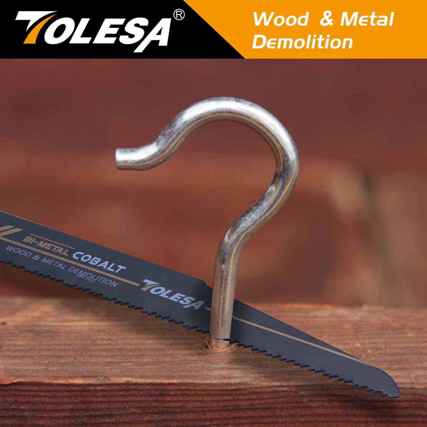 TOLESA Metal Wood Demolition Reciprocating Saw Blades 12 Inch 8+10TPI Sawzall Blades for Steel Pipe Cutting, Drywall, Chipboard, Glass Fiber-Reinforce Plastic and Composite Materials Demolition 5 Pack