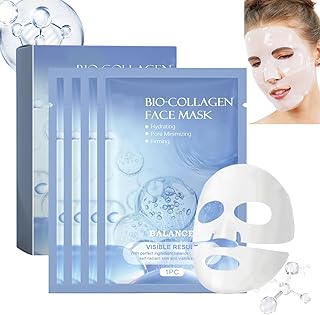 Collagen Face Mask Overnight, 4pcs Collagen Real Deep Mask, Collagen Facial Mask For Hydrating & Anti Aging, Smooth Fine Lines & Wrinkle Sheet Face Mask