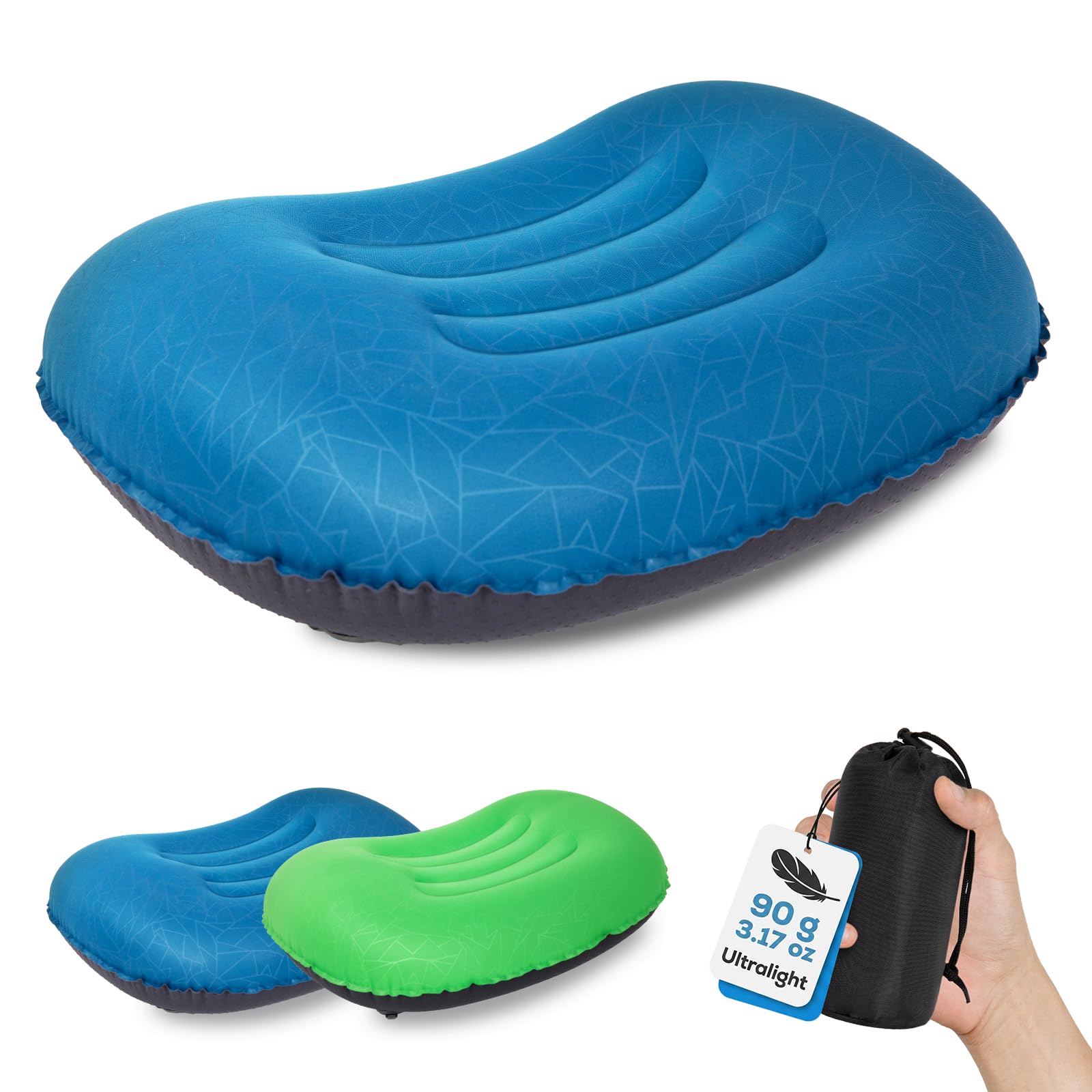 Inflatable Pillow for Camping, 90 g Ultralight