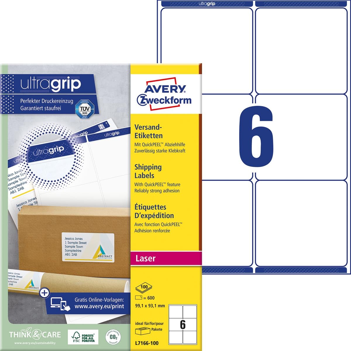 Avery L7166-100 Bianco 600pezzo(i) etichetta autoadesiva