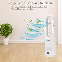 Vista 9 de Hiluce Ventilador sin aspas para todas las estaciones, combo de calentador de espacio de 1400W y ventilador de torre de 40W con control remoto