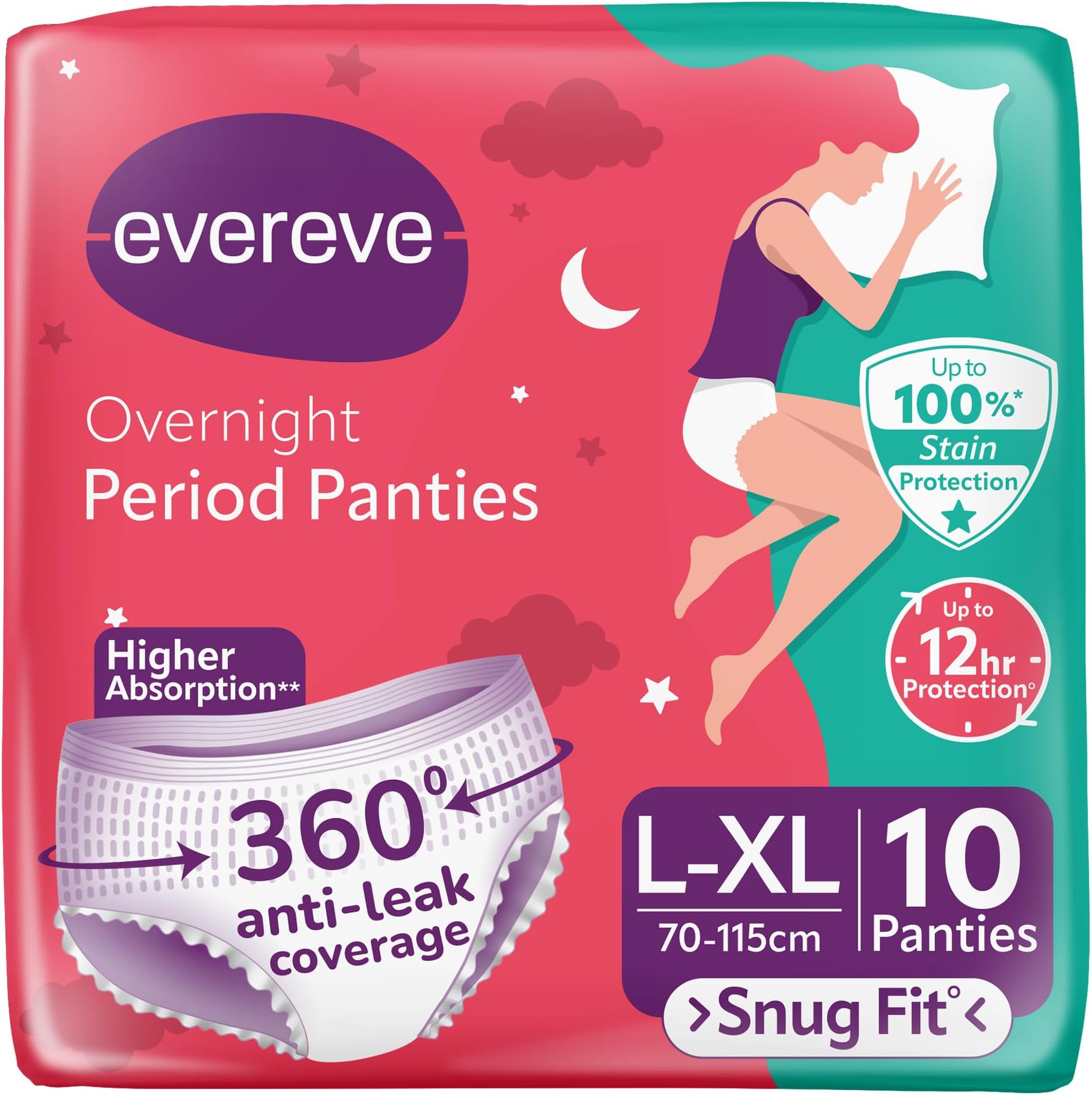 Evereve Ultra Absorbent Disposable Period Panties, L-Xl, 10's Pack, 0% Leaks, Sanitary Protection For Women & Girls, Maternity Delivery Pads, 360° Protection, Postpartum & Overnight Use, Heavy Flow