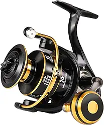 Sougayilang Carretilhas giratórias leves ultra suaves e potentes carretéis de pesca vermelhos, azuis e dourados