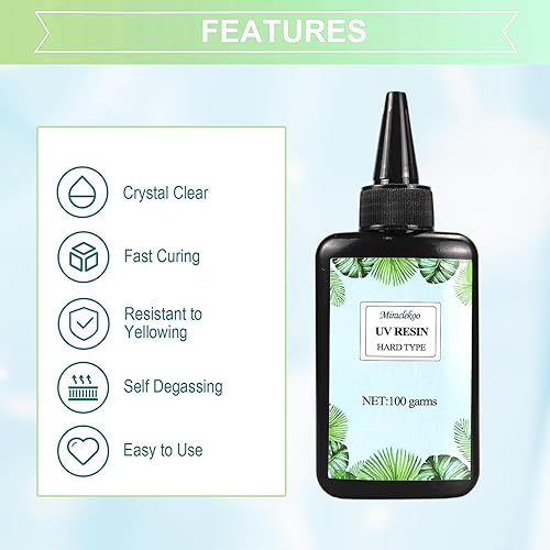 Miniatura 3 de Miraclekoo  Resina UV - Resina epóxica de curado UV - Pegamento UV duro - Resina de curado solar de curado ultravioleta - Resina activada por luz