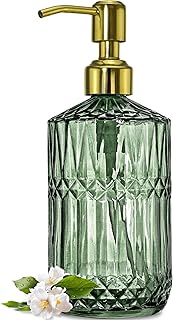 27 Green Glass Home Decor Ideas for Calming Interiors 33 JASAI 18Oz Green Glass Soap Dispenser with Gold Rust Proof Pump, Refilla...