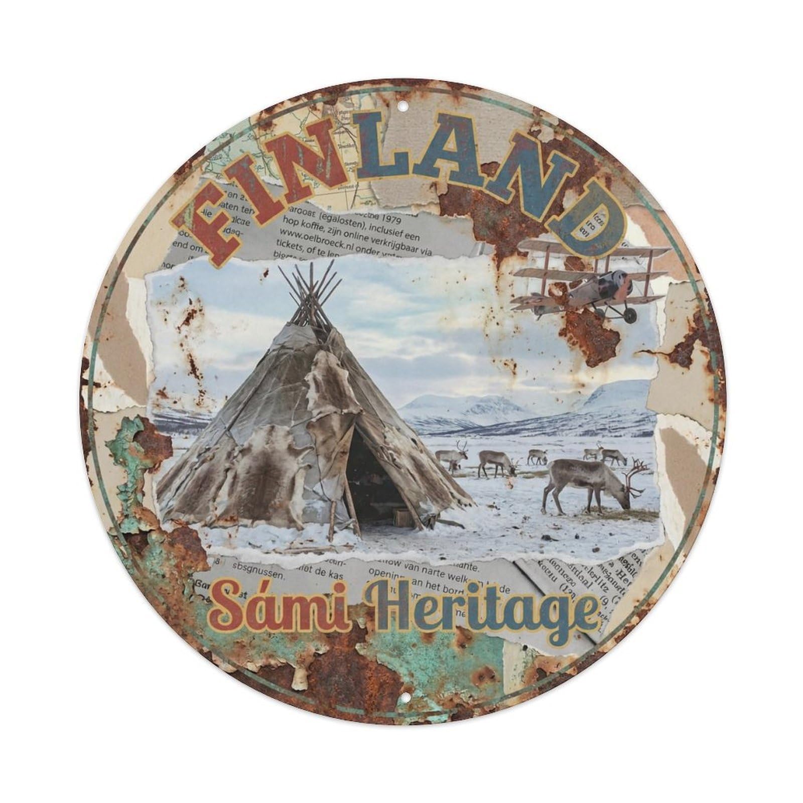 Vintage Travel Finland Magnificent Metal Tin Sign