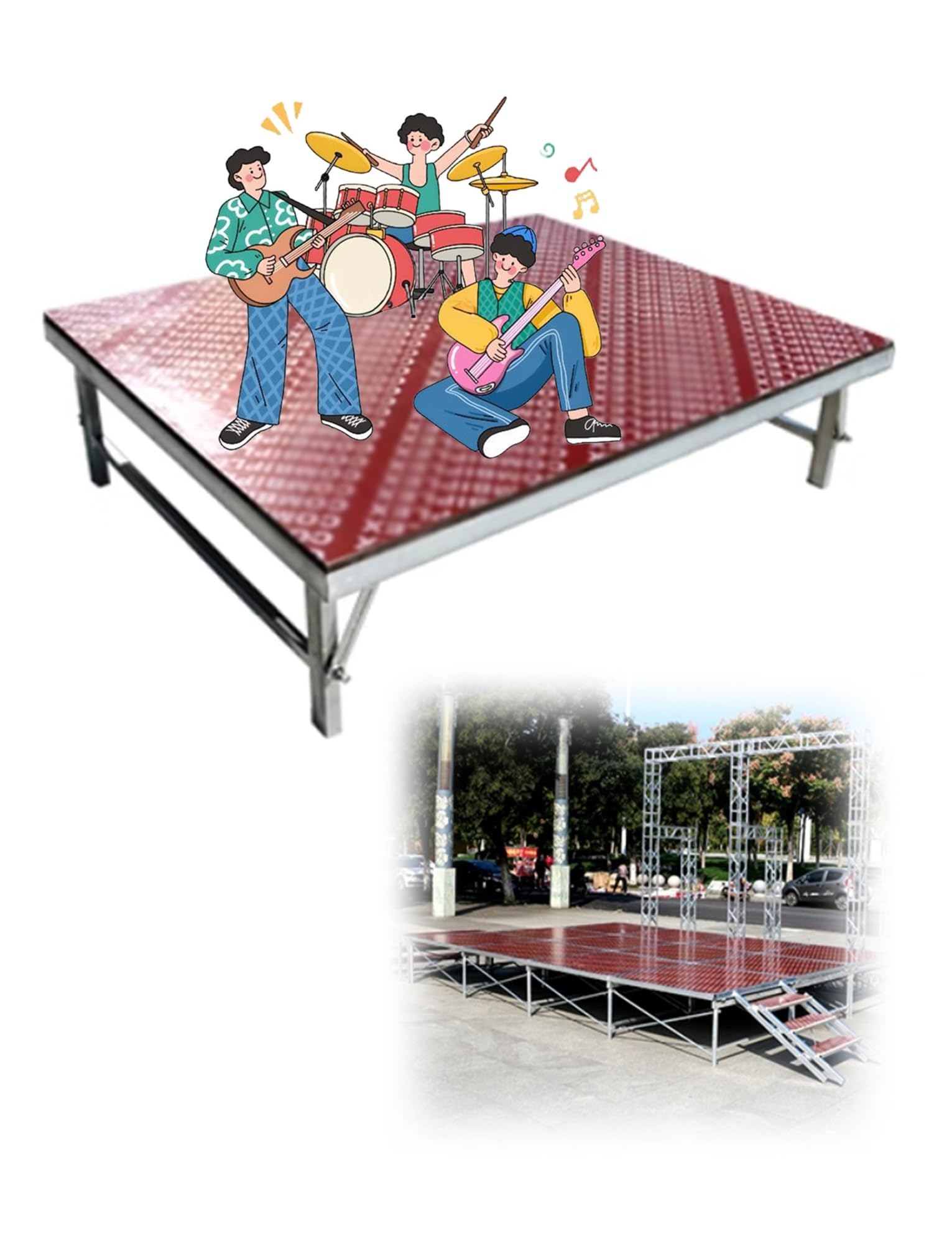 Piattaforma portatile da palcoscenico – resistente piattaforma modulare per eventi all'aperto, spettacoli di nozze, assemblee scolastiche e bande musicali, robusta e facile da montare