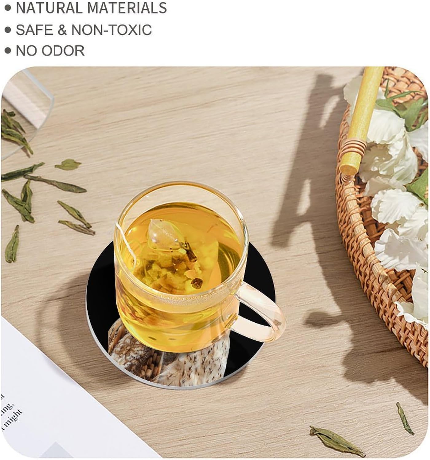 Owl Mama and Little Funny Round Ceramic Coasters for Drink Absorbent Cup Holders Tabletop Protection