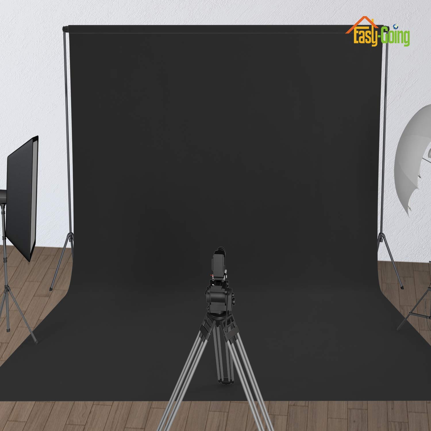 Fond Photo Noir 1,5x2m Pliable En Mousseline Avec Éclairage LED - Professionnel Pour Studio Et Vidéos