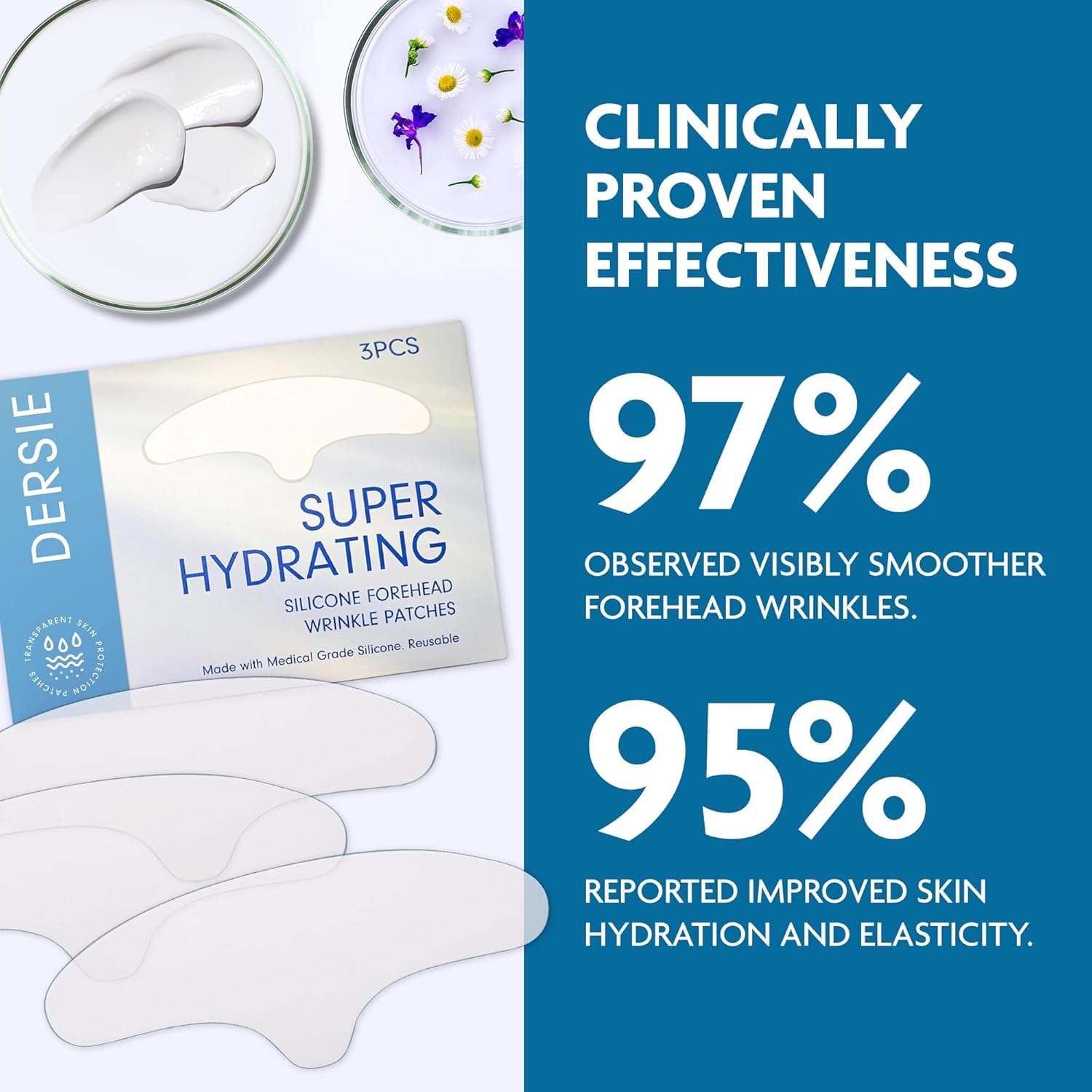 Dersie Silicone Forehead Wrinkle Patches: Overnight Use Forehead Wrinkles Treatment - Reusable Anti Wrinkle Pads for Wrinkles - 3 Patches - Image 5