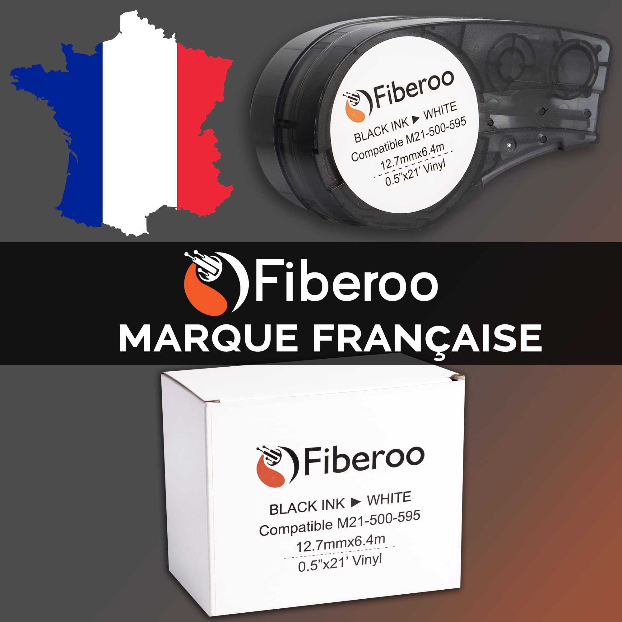 Ruban étiquette adhésive vinyl imprimable M21-500-595WT pour BMP21 PLUS & BMP21 LAB, lot de 3