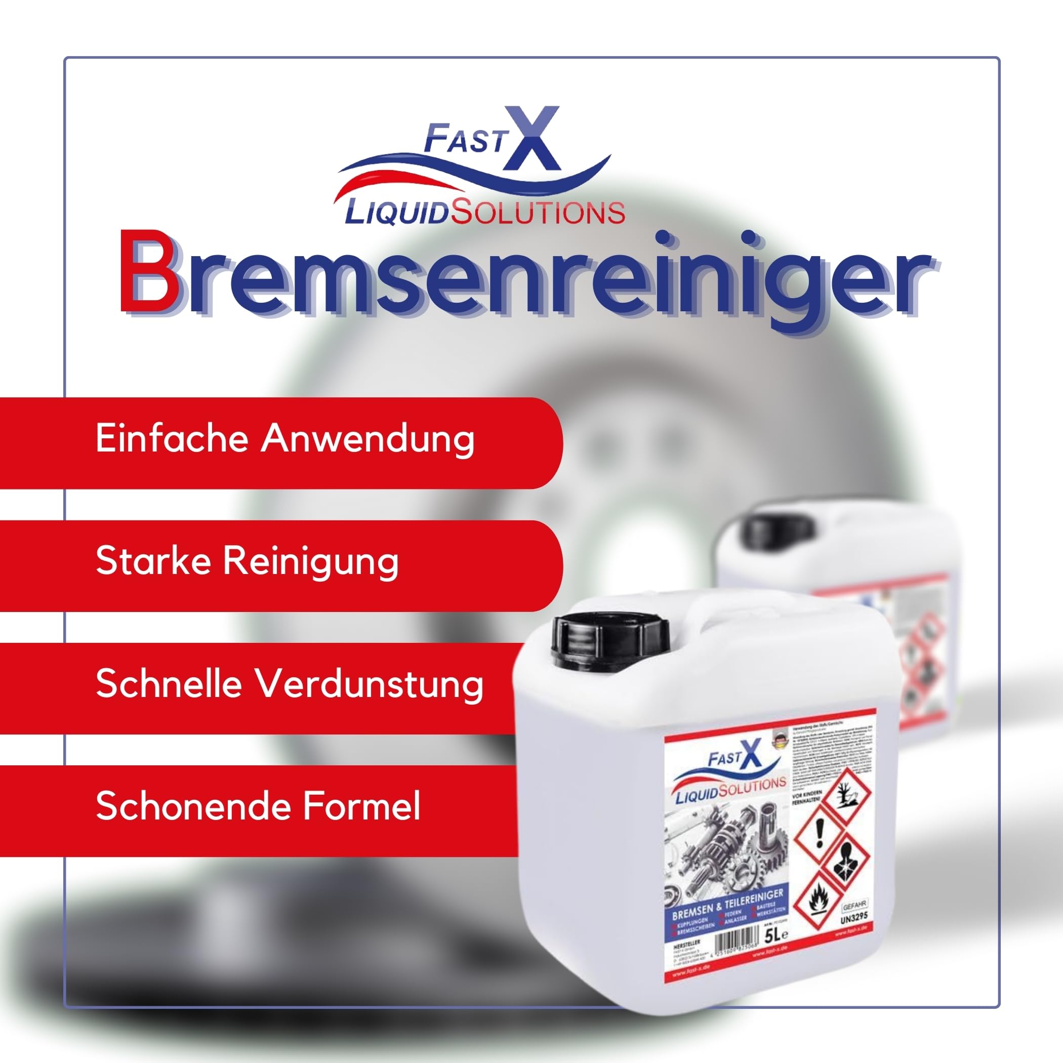 Fast X Bremsenreiniger 5 Liter – Werkstattreiniger Frei von Aceton, Schnelle & Effektive Reinigung, Schonend & Rückstandsfrei mit Sehr Kurzer Verdunstungszeit (2x5 Liter)