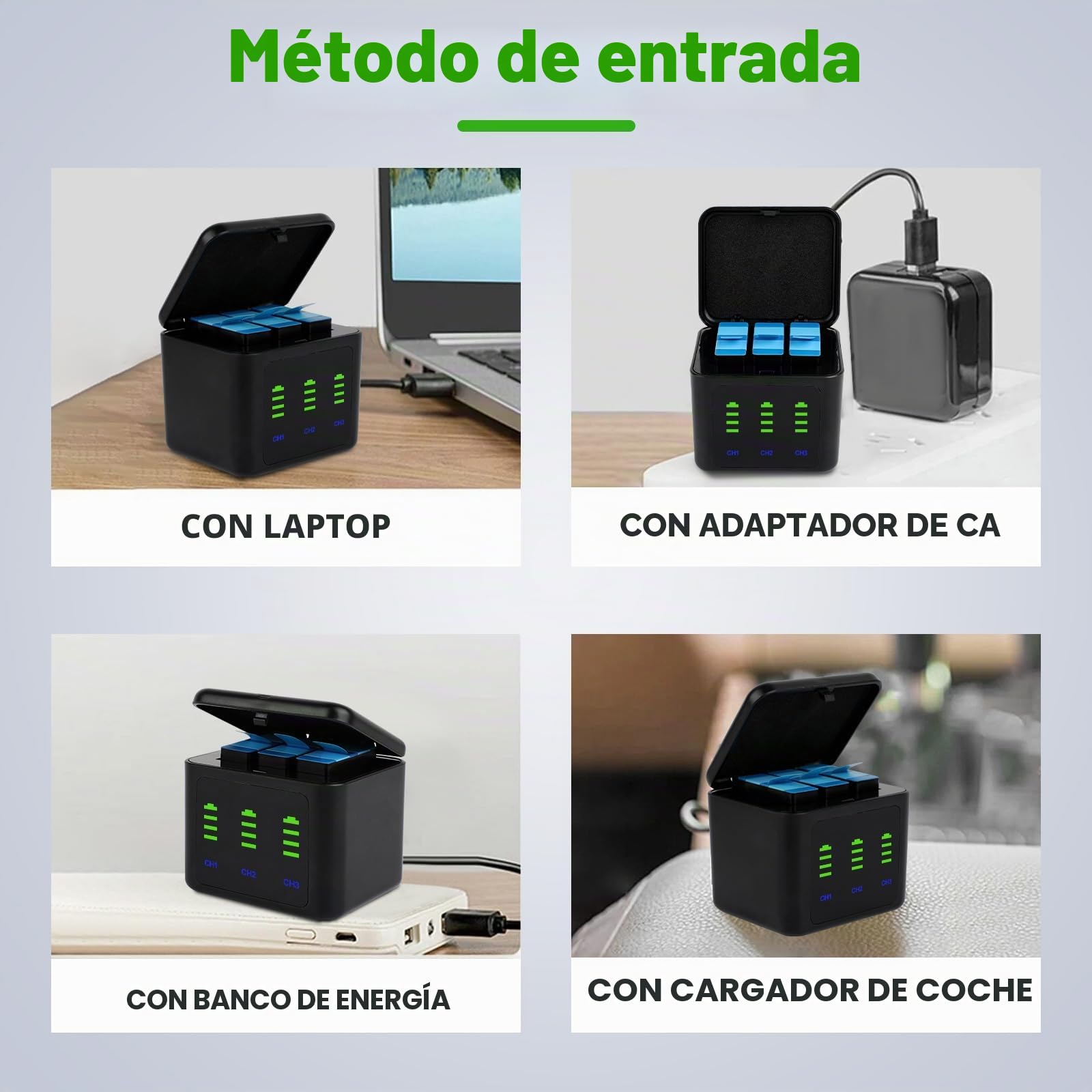 ASUNCELL 2000 mAh, 3 Paquetes de baterías Hero 12/11/10/9 y Cargador USB, batería Recargable de Iones de Litio y Cargador Dual Inteligente con Puerto LCD Compatible con Gopro Hero 12/11/10/9
