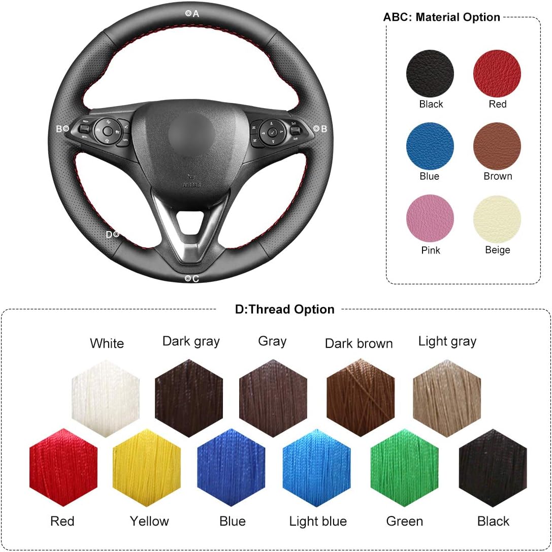 MEWANT Steering Wheel Cover Hand-Stitched Microfiber Leather Steering Wheel Wrap for Opel Astra (K) / Corsa (E) / Crossland X/Grandland X/Insignia (CT) B/Karl/Zafira (C)