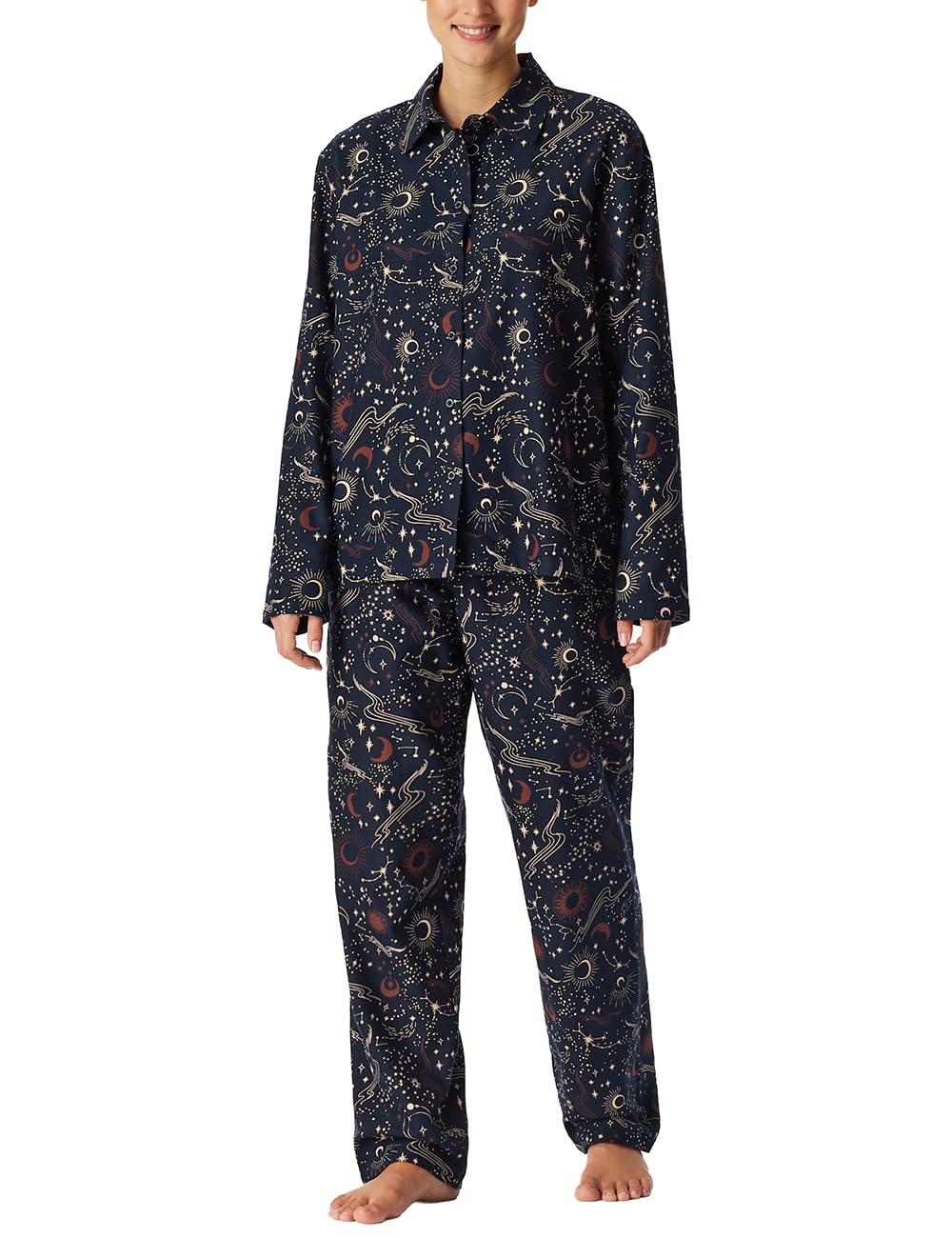 Schiesser Damen Schlafanzug lang Frottee Nightwear