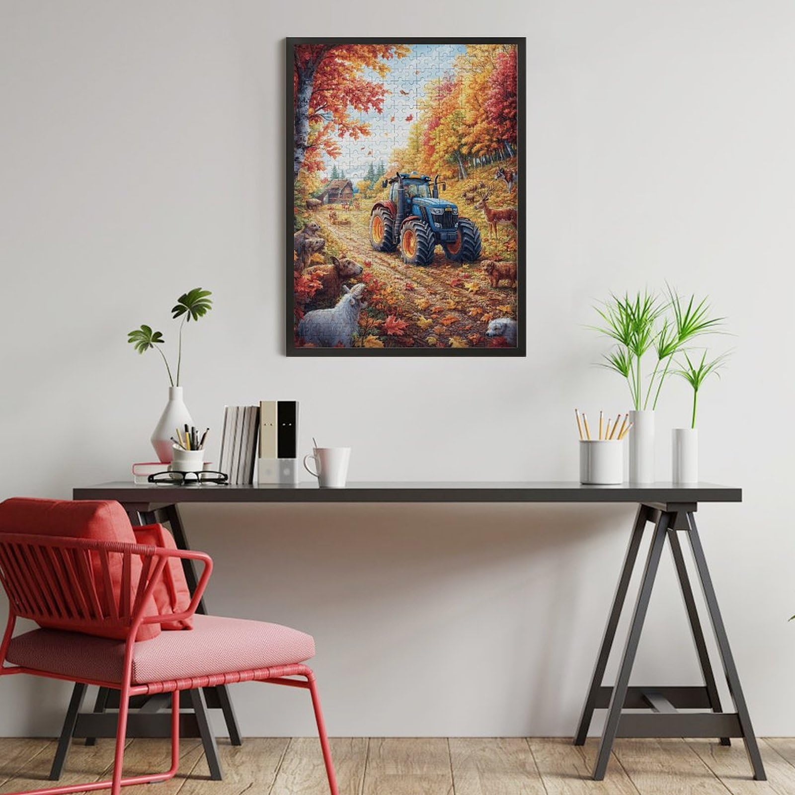 Autumn Forest Tractor Landscape 500 Piece Jigsaw Puzzle for Adults Animals And Plants Book Club Activity Social Fun Vibrant Colours for Book Lovers 500 PCS