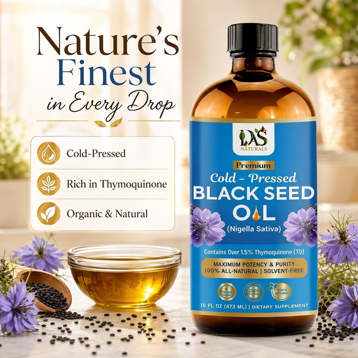 Black Seed Oil Cold Pressed, Nigella Sativa Kalonji, 16 Fl Oz — Amazon image 2