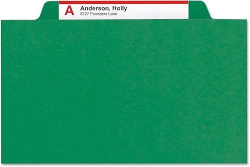 Miniatura 2 de Smead 18733 Carpetas de clasificación de cartón prensado legal de cuatro secciones verde 10/caja (SMD18733)