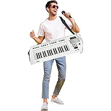 Pyle, Portable Digital Electronic Keyboard Piano 37 Keys with Microphone &amp; Carry Strap, Built-in Sustain Controller, Rechargeable Battery-Karaoke Keyboard Compact Musical Keytar White