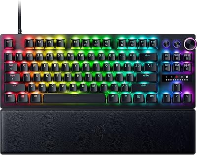 Razer Huntsman V3 Pro TKL (Switches Analog) - Clavier Gamer Tenkeyless - Razer Snap Tap & Déclenchement Rapide (Switches Optiques Analogiques réglables de 0,1 à 4,0mm) Clavier-US QWERTY | Noir