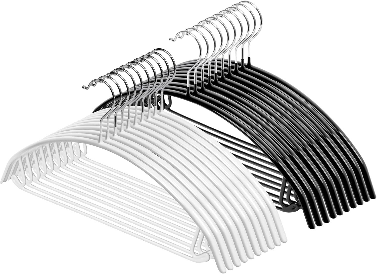 (Exclusive Amazon.co.jp) 22AB081 Organization Storage Advisor Recommended, Chichiroba Hangers, Non-Slip, Traceless, Stylish, Set of 20 (White 10 + Black 10 PCS)