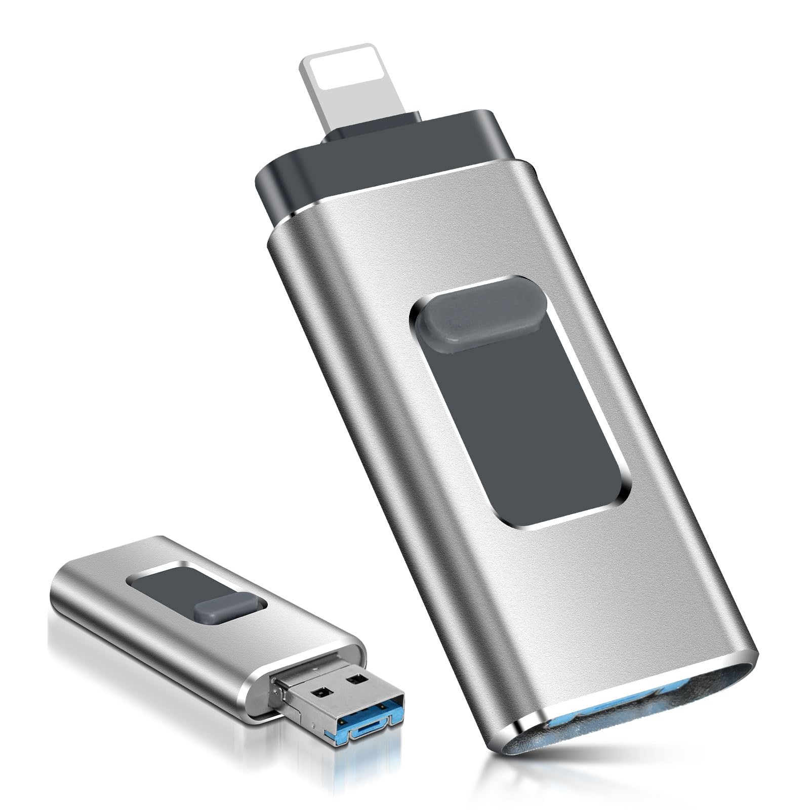 USB Stick für i-Phone 512GB,4-in-1 USB Stick mit Lightnning-Port, USB, USB-C, Micro-USB-Port, USB 3.0 Speicherstick für iPhone/iPad/Android-Handy/Laptop/PC, ohne App(Weiß)