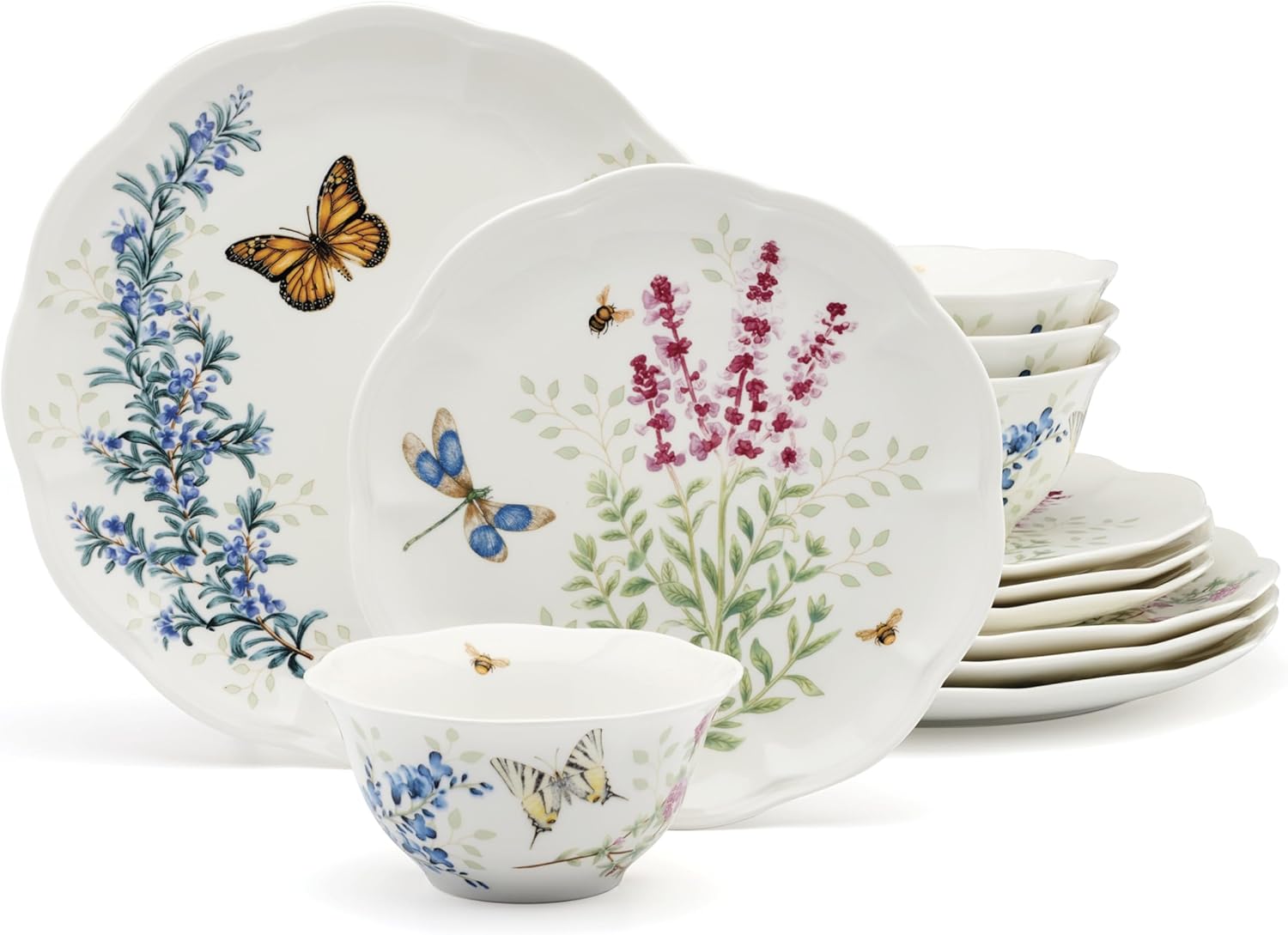 Lenox 897792 Butterfly Meadow Herbs 12-Piece Dinnerware Set