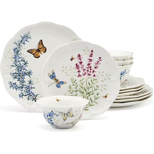 Lenox 897792 Butterfly Meadow Herbs 12-Piece Dinnerware Set