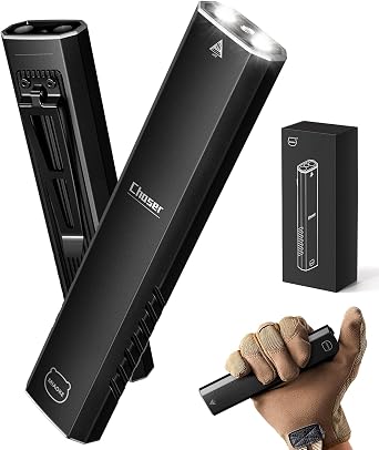 Rechargeable Ultra Thin EDC Flashlight 3000 Lumens UV and White LED Combo Dual Light Sources Compact Pocket Clip Light for Home, Outdoor, Emergency, Night Working, Cycling-Chaser/Black