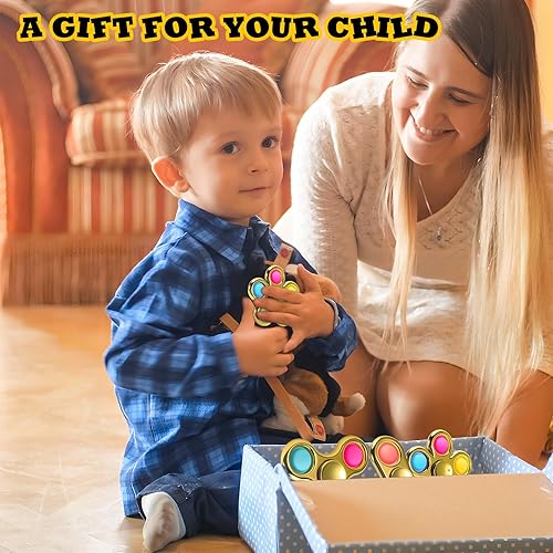 Miniatura 29 de FIGROL Paquete de 3 juguetes giratorios para ansiedad con burbujas para presionar, juguete giratorio de mano de plástico con aspecto de metal