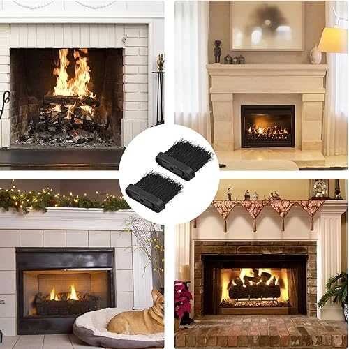 Miniatura 3 de PETSTIBLE Juego de 2 piezas de cepillo de hogar, cabezal de repuesto oblongo, juego de repuesto para chimenea de fuego, estufa de leña