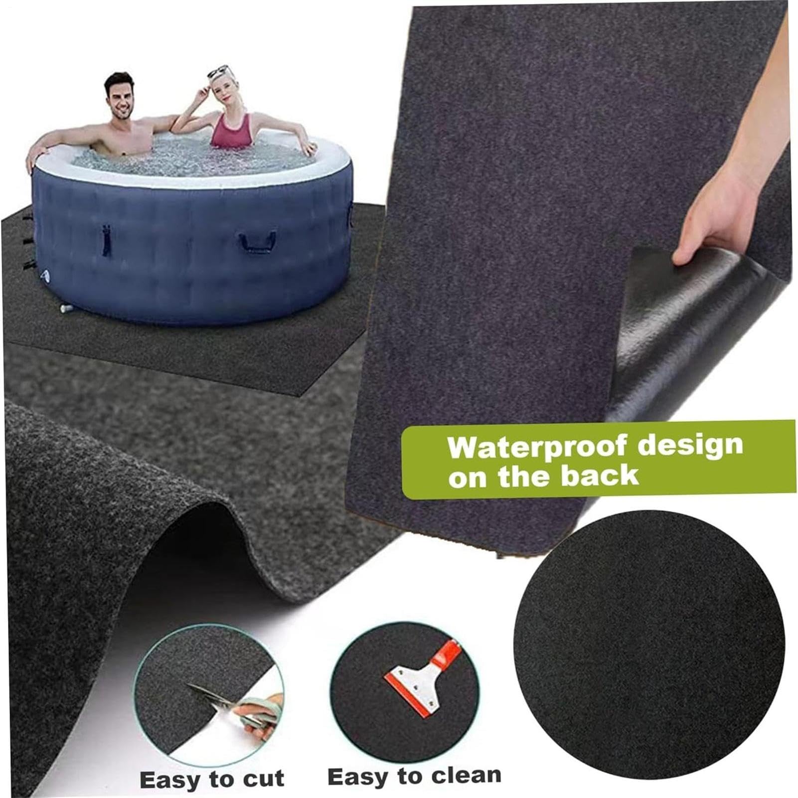 Alfombra y Bañera Protector Absorbente Grande | Base De Suelo Para Piscina Spa De 3,7 Metros Para en Suelo de Exterior, Pasillo, Césped, Balcón