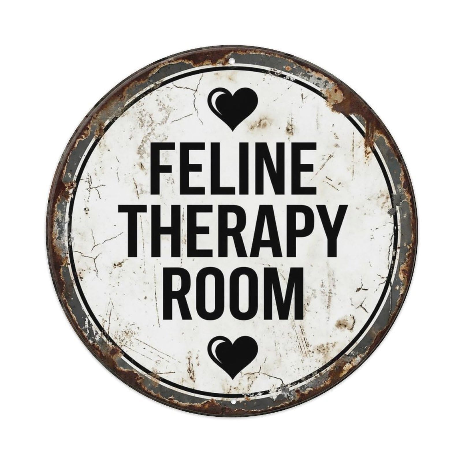 Vintage Feline Therapy Room Decor Metal Tin Sign