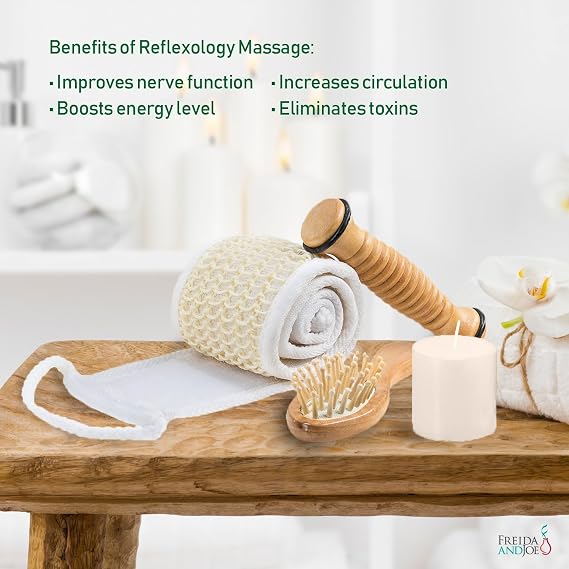 Wooden Massage & Reflexology Kit for Women at-Home Spa Kit for All-Over Body Relaxation & Rejuvenation with Fresh Cucumber Melon Aromatherapy Bath & Body Set Gift Mother's Day Gift for Mom