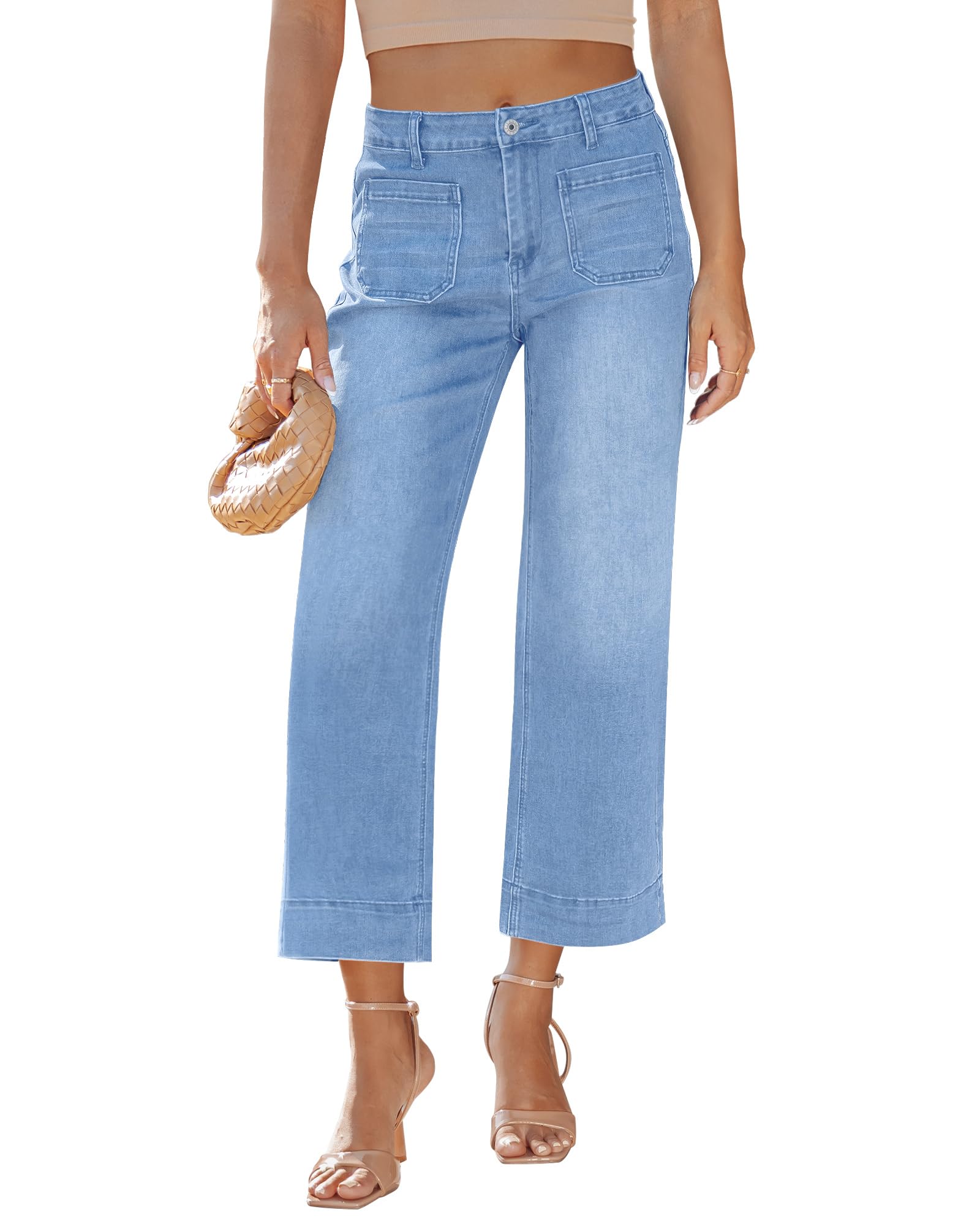 LookbookStore Wide Leg Cropped Jeans