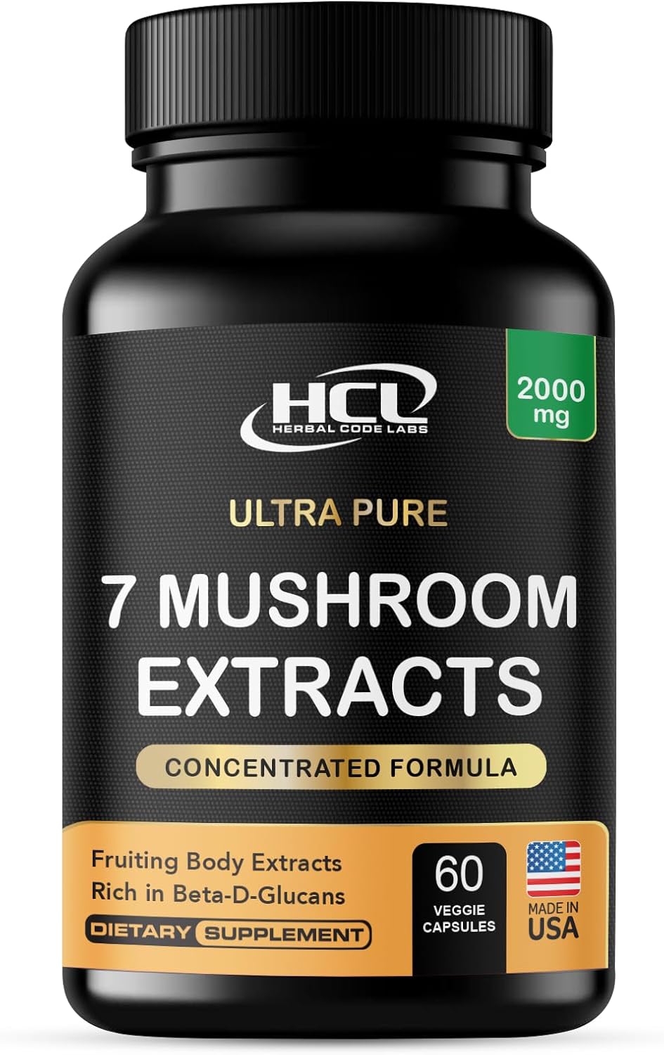 Mushroom Supplement Extracts of Lions Mane Cordyceps Chaga Reishi Turkey Tail Maitake Shiitake Capsules - Natural Vitamins Minerals Antioxidants Supplement - Made in The USA