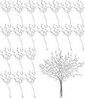 LULUQUEEN 20 Stems White Artificial Crystal Acrylic Flower Bouquets - Flexible Bead Branches for Weddings, DIY Crafts & Decor