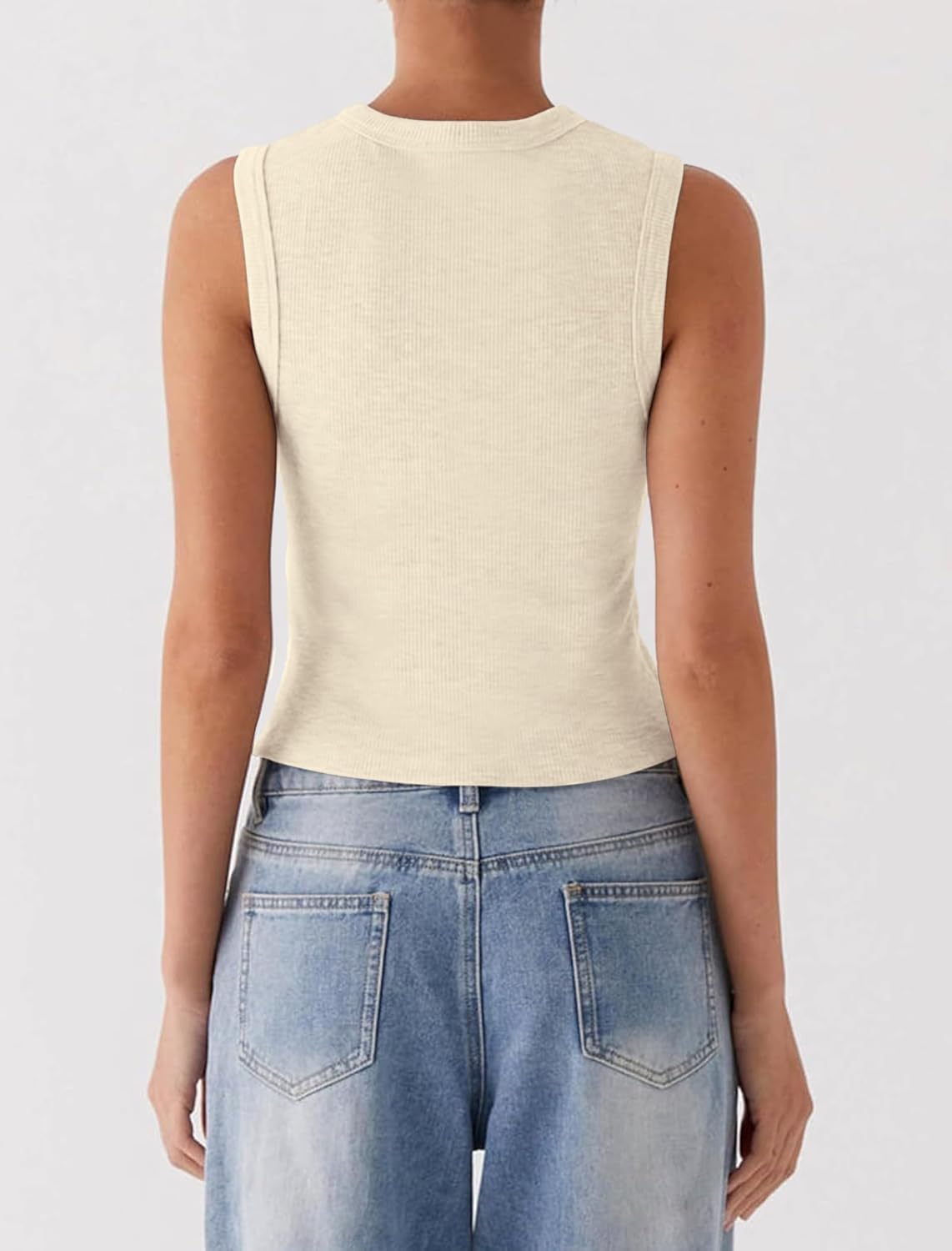 Womens Going Out Tops Summer Spring Ribbed Tank Sexy Crop Cute Y2K Button Down T Shirts Fashion Clothes 2026 - Image 4