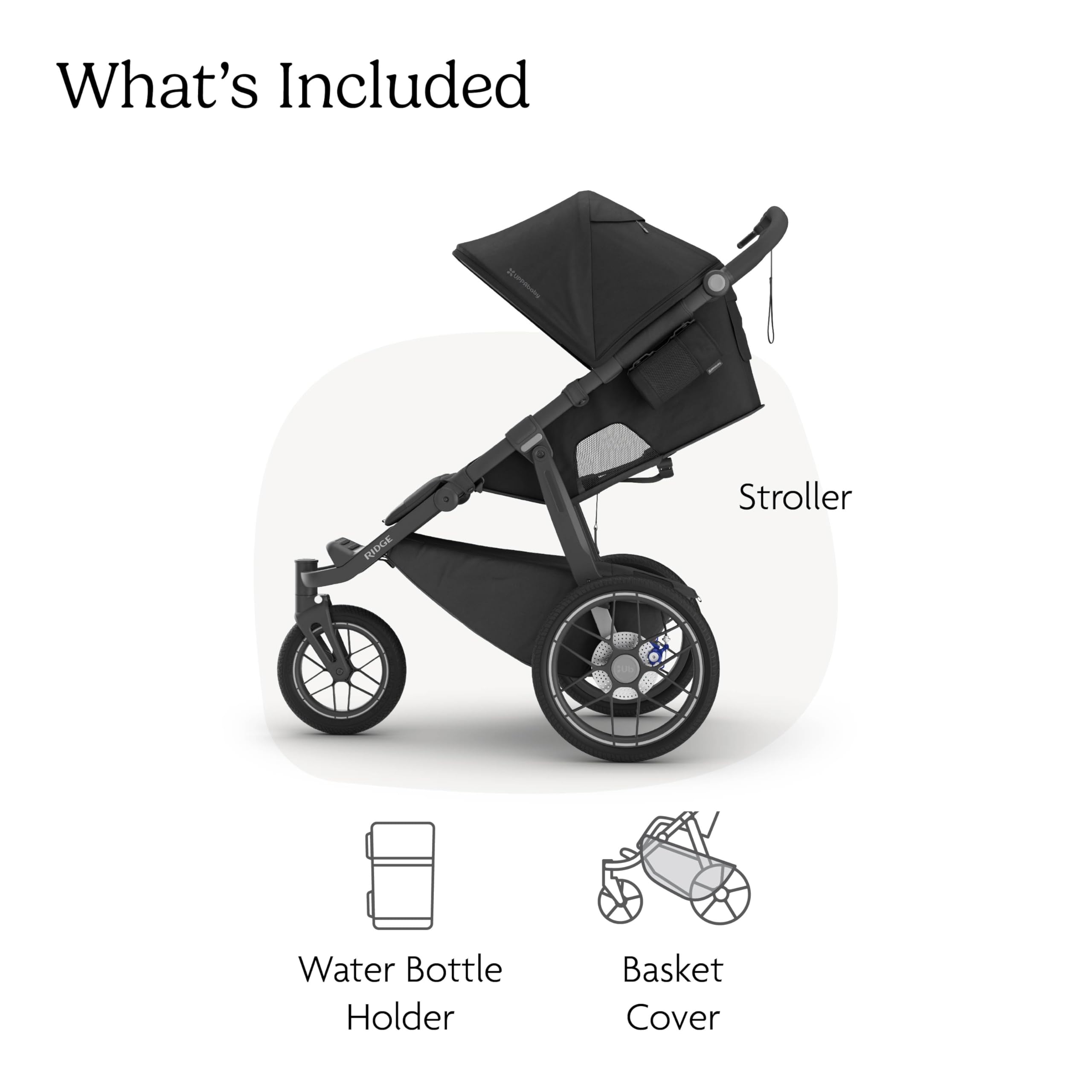 UPPAbaby Ridge V2 Jogging Stroller | All-Terrain Performance Suspension + Never-Flat Tires Built for Walking, Running + Trails | Water Bottle Holder Included | James (Black |Carbon Frame) - 3