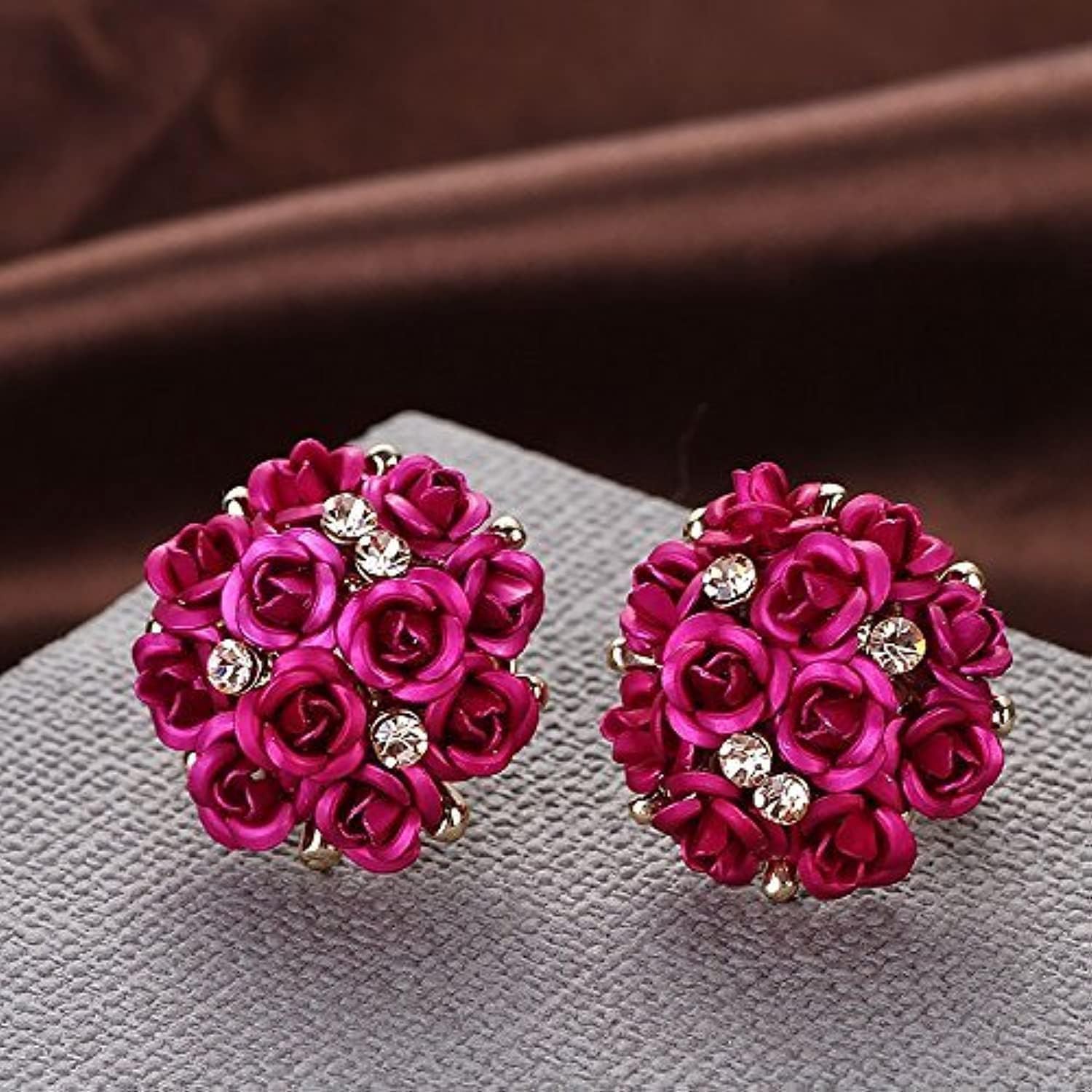youbella Jewellery for women earings Crystal Rose Shape Floral Stud Earrings for Girls and Women-picture-20