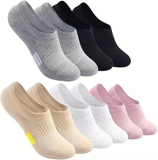 Generic 5 Pairs No Show Socks Womens Low Cut Non Slip Athletic Cotton Invisible Women Sock - US 6-9