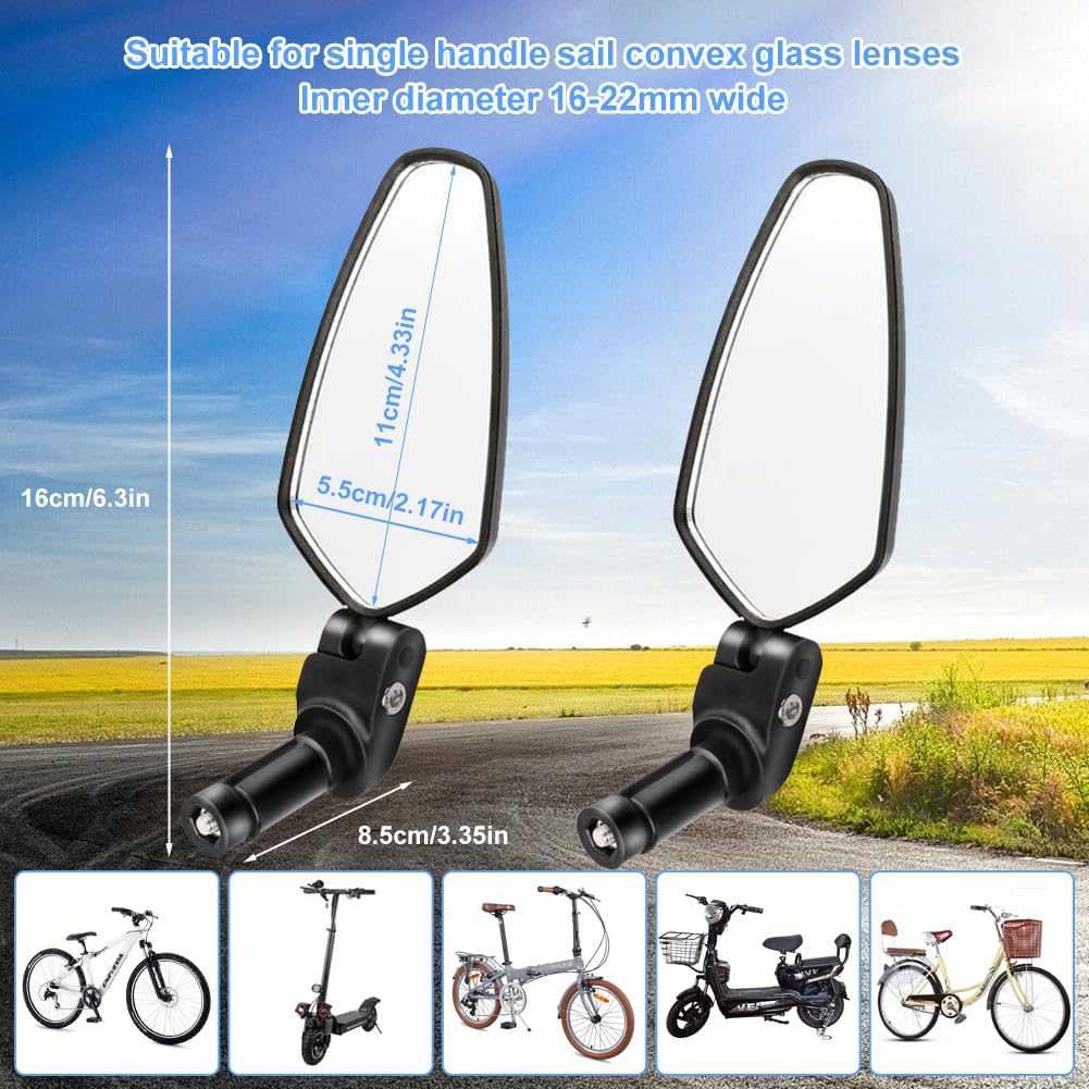 2 Rétroviseurs Vélo Rotatifs 360° - Guidon 16-22mm Vision Large