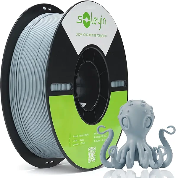 Creality Colorful Soleyin Ultra PLA 3D Printer Filament 1.75mm, 300mm/s Speed, +/-0.02mm Accuracy, Quick Cooling & Shaping, 1kg Spool (2.2lbs), for Creality Ender K1, K1C, K2 Pro/Plus Series (Gray)