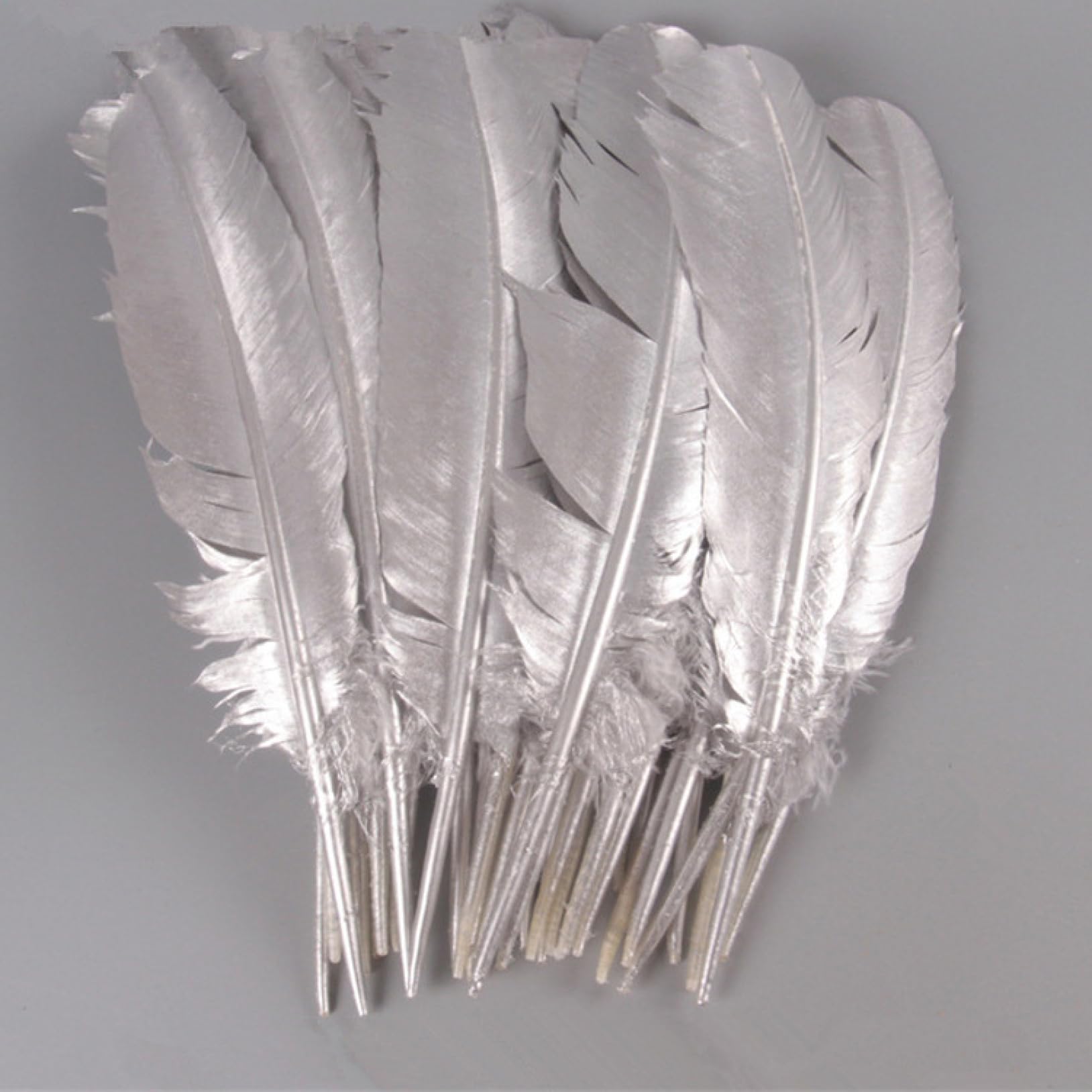 Nastro di piume coda, frange, for accessori carnevale con decorazioni nuziali artigianali(Silver 4 6 Inch)
