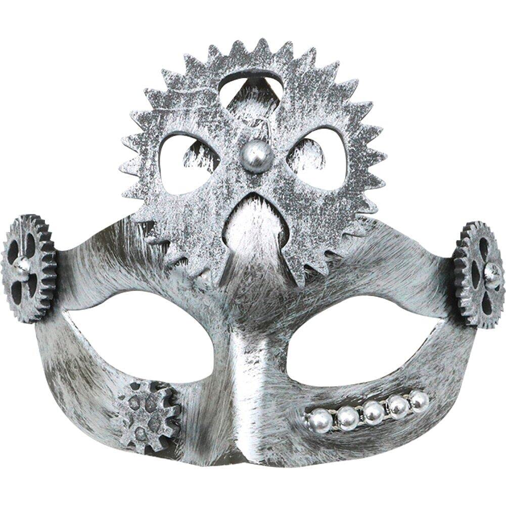 Baokuan Women's Silver Steampunk Mask Masquerade Cosplay Ball Half Face Men Punk Costume Halloween Party Costume Props Decorate Accessory